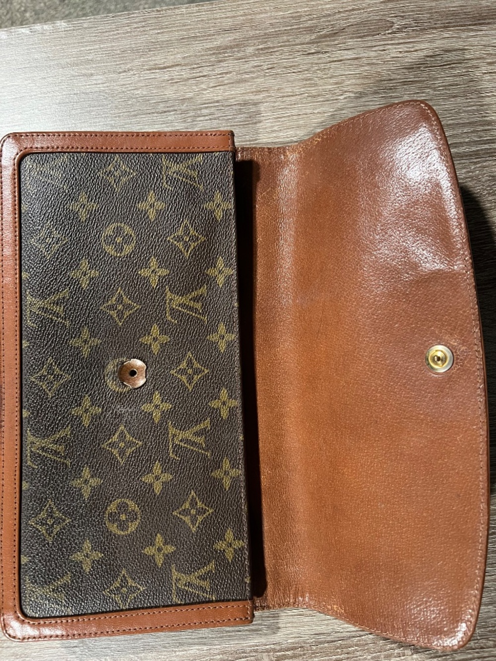 Louis Vuitton Vintage Monogram Canvas Clutch Pochette Brown LV Envelope Bag - Picture 2 of 3